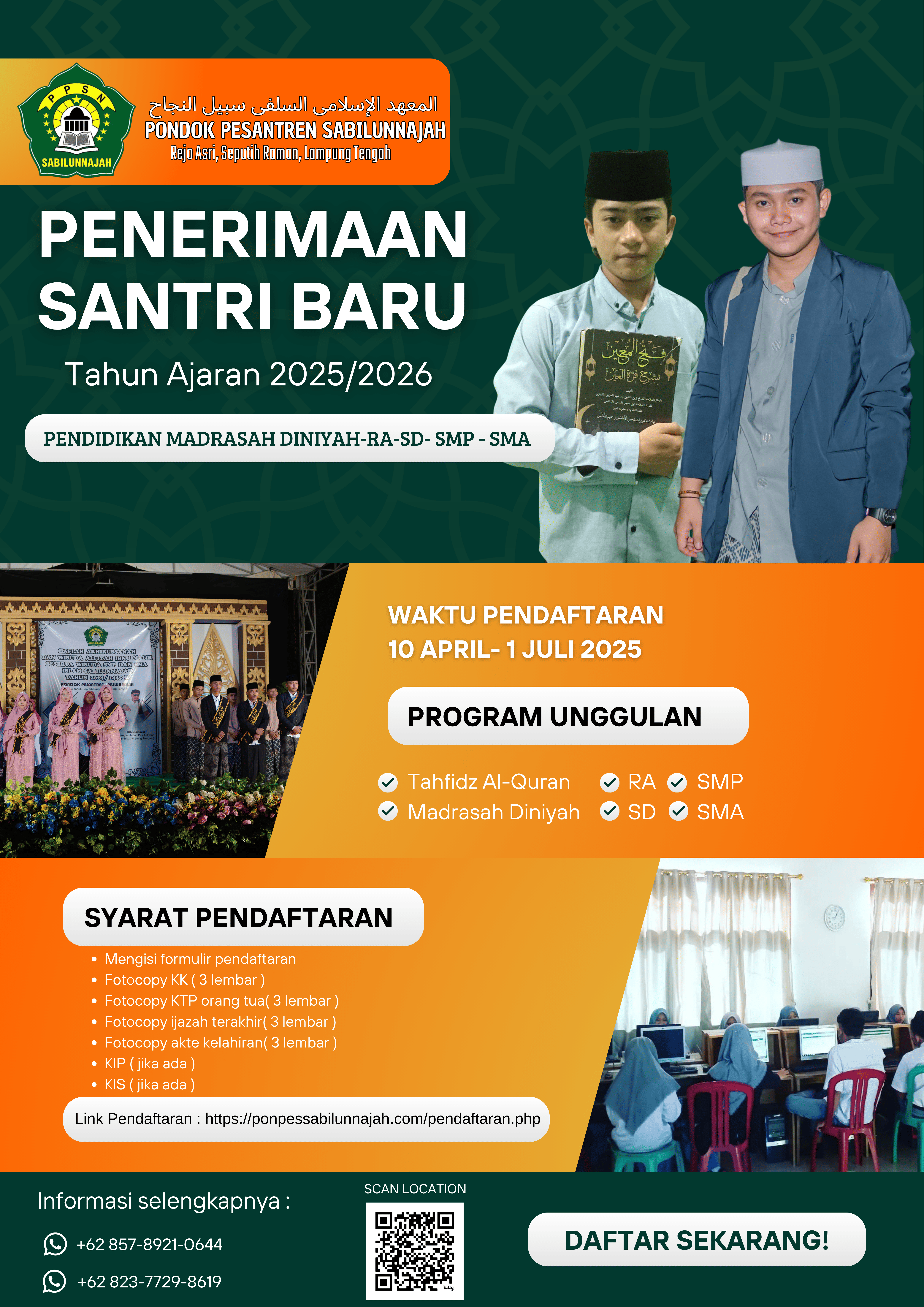 Telah Di Buka Penerimaan Santri Baru Tahun Ajaran 2025/2026